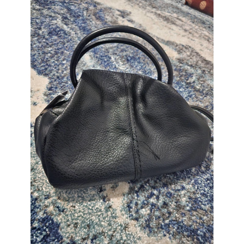 Black Leather  Women's Bag with Crossbody strap
